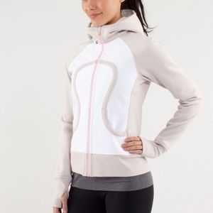 Lululemon scuba hoodie white dune w coral zipper